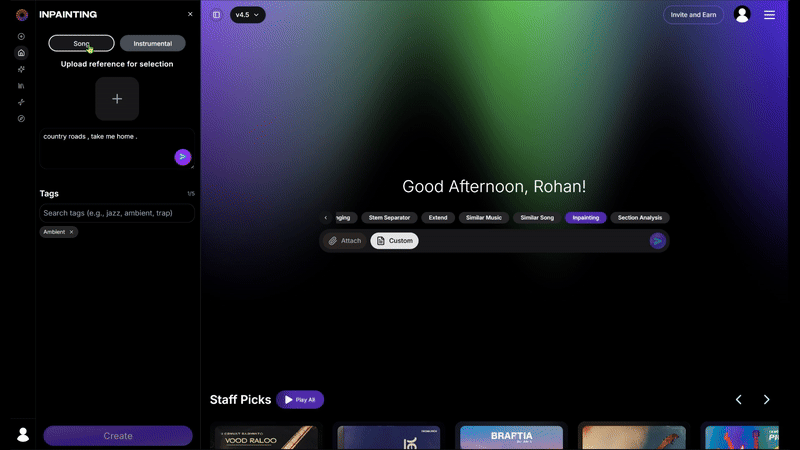 Create, select region, and inpaint