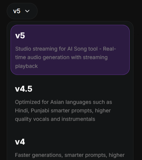 Pick v5 in Model Selector